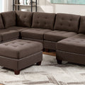 Living Room Furniture Tufted Armless Chair Black Coffee Linen Like Fabric 1Pc Armless Chair Cushion Nail Heads Wooden Legs Coffee Primary Living Space Contemporary,Modern,Transitional Fabric