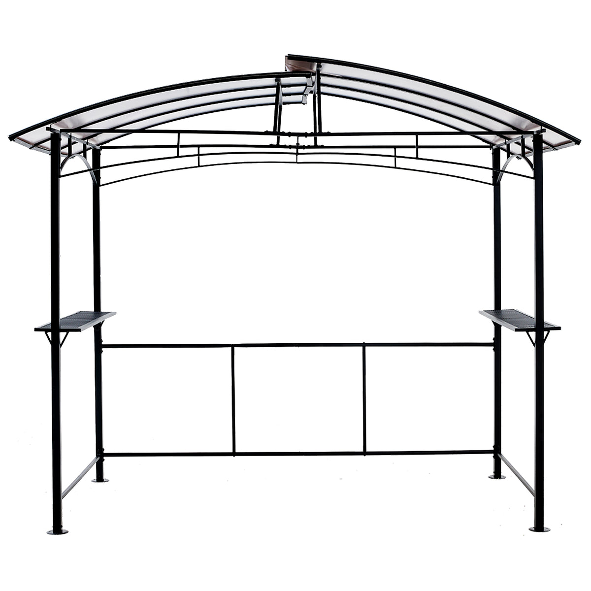 Grill Gazebo 8X5Ft,Outdoor Patio Canopy,Bbq Shelter With Steel Hardtop And Side Shelves Black Steel