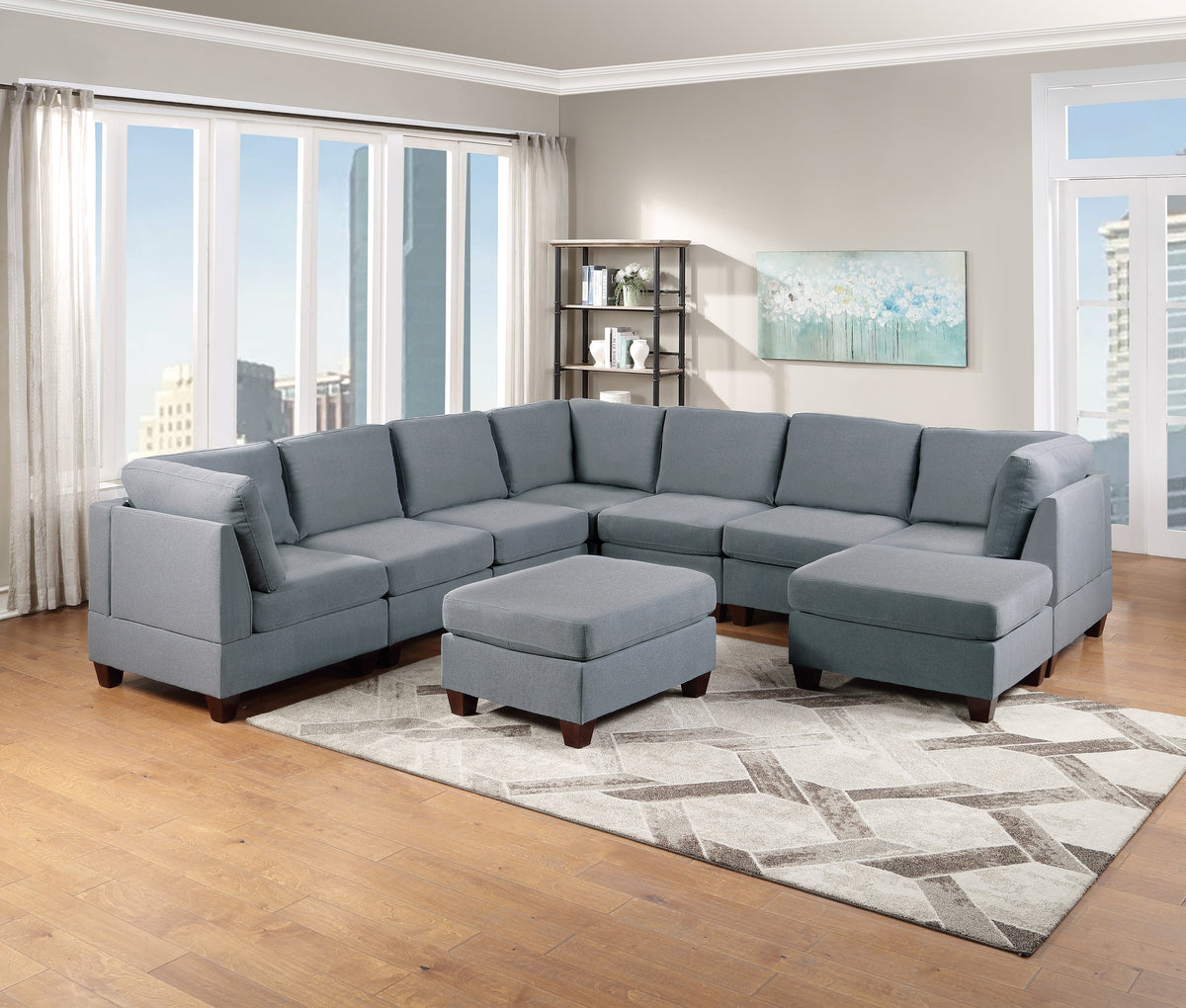 Living Room Furniture Corner Wedge Grey Linen Like Fabric 1Pc Cushion Wedge Sofa Wooden Legs Grey Primary Living Space Modern,Transitional Fabric