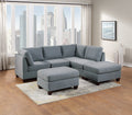 Living Room Furniture Corner Wedge Grey Linen Like Fabric 1Pc Cushion Wedge Sofa Wooden Legs Grey Primary Living Space Modern,Transitional Fabric