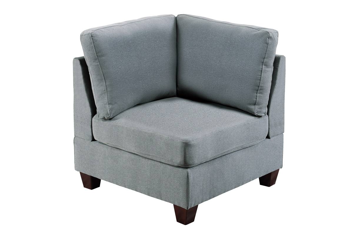 Living Room Furniture Corner Wedge Grey Linen Like Fabric 1Pc Cushion Wedge Sofa Wooden Legs Grey Primary Living Space Modern,Transitional Fabric