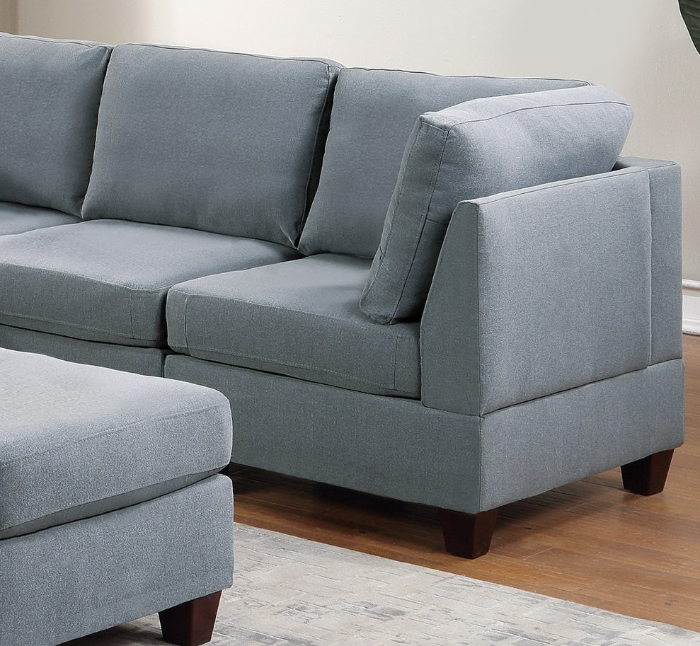 Living Room Furniture Corner Wedge Grey Linen Like Fabric 1Pc Cushion Wedge Sofa Wooden Legs Grey Primary Living Space Modern,Transitional Fabric
