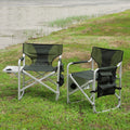 2 Piece Padded Folding Outdoor Chair With Side Table And Storage Pockets,Lightweight Oversized Directors Chair For Indoor, Outdoor Camping, Picnics And Fishing,Green Green Aluminum
