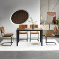 Brown Modern Simple Style Dining Chair Pu Leather Black Metal Pipe Dining Room Furniture Chair Set Of 2 Brown Pu Leather