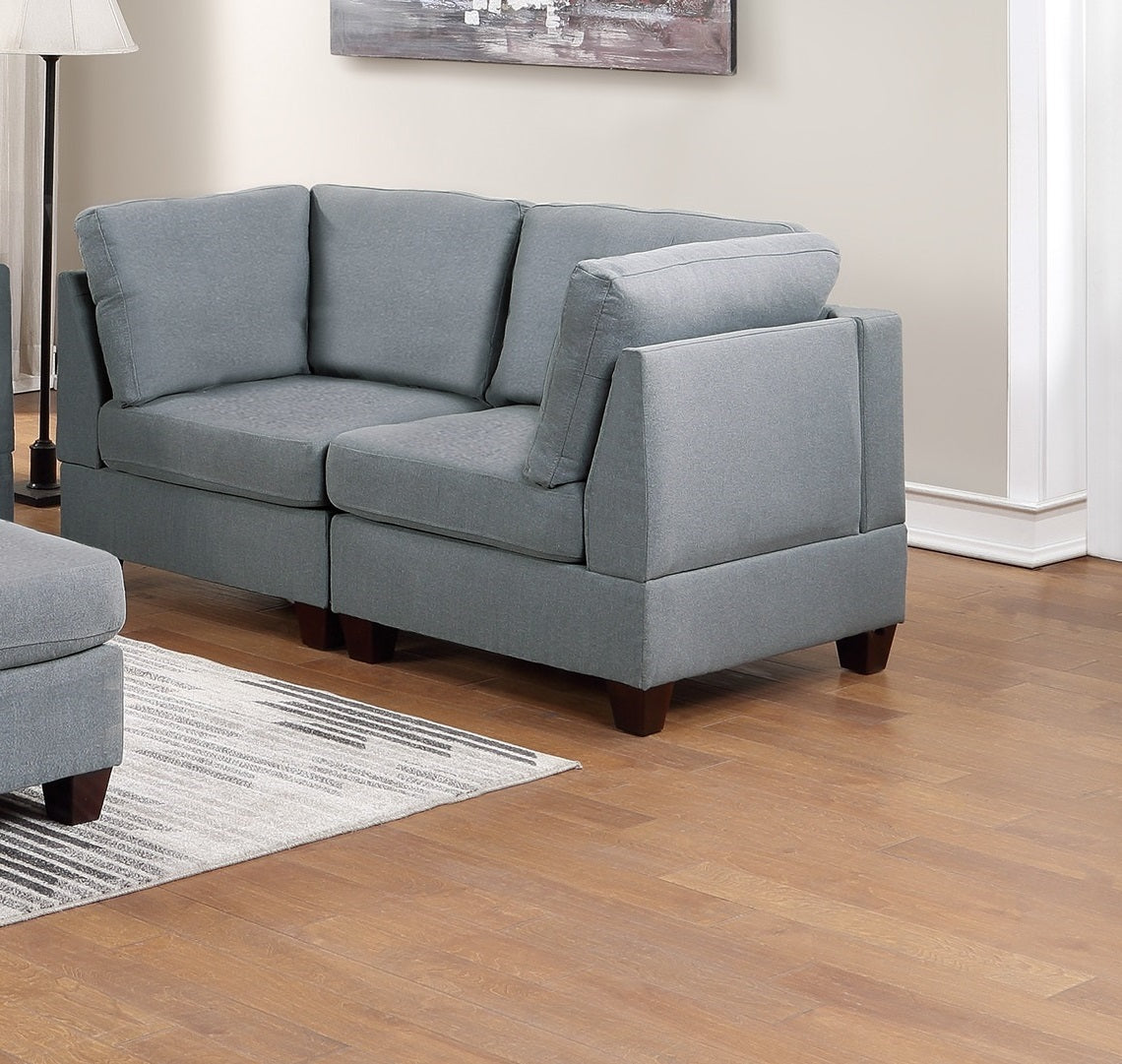 Living Room Furniture Corner Wedge Grey Linen Like Fabric 1Pc Cushion Wedge Sofa Wooden Legs Grey Primary Living Space Modern,Transitional Fabric