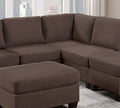 Modular Sectional 6Pc Set Living Room Furniture L Sectional Black Coffee Linen Like Fabric 2X Corner Wedge 2X Armless Chairs And 2X Ottomans Coffee Wood Primary Living Space Cushion Back