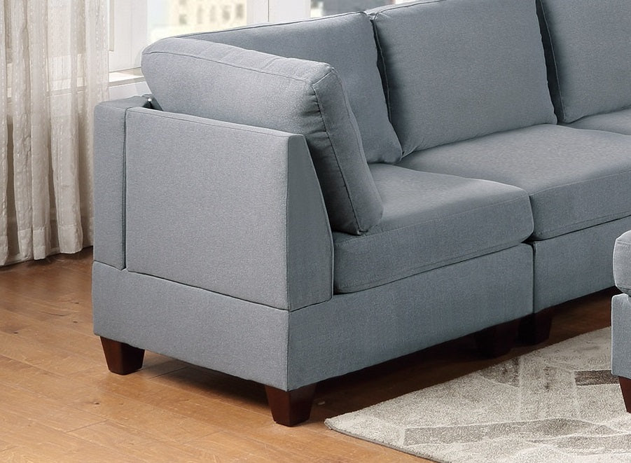 Living Room Furniture Corner Wedge Grey Linen Like Fabric 1Pc Cushion Wedge Sofa Wooden Legs Grey Primary Living Space Modern,Transitional Fabric