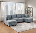 Living Room Furniture Corner Wedge Grey Linen Like Fabric 1Pc Cushion Wedge Sofa Wooden Legs Grey Primary Living Space Modern,Transitional Fabric