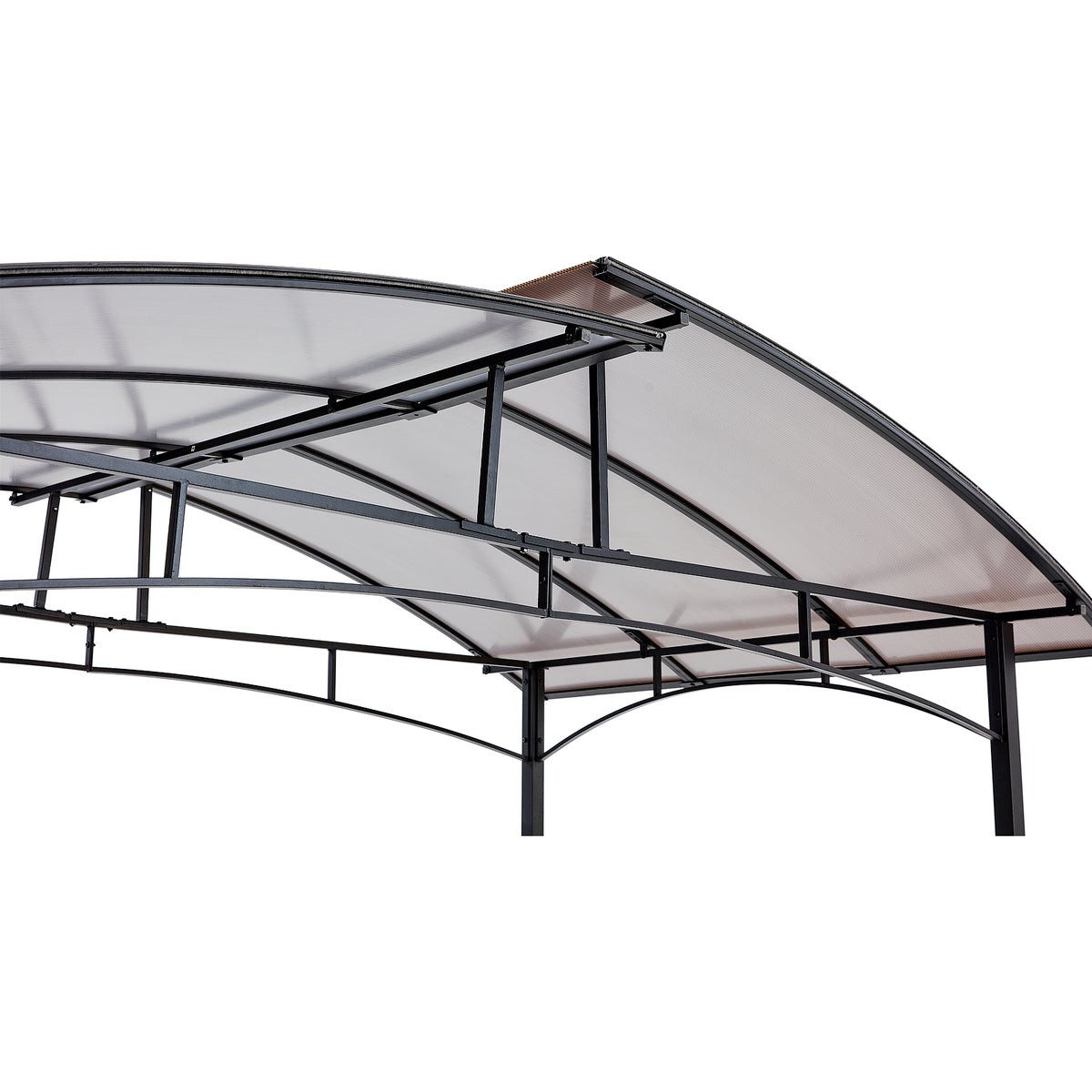Grill Gazebo 8X5Ft,Outdoor Patio Canopy,Bbq Shelter With Steel Hardtop And Side Shelves Black Steel