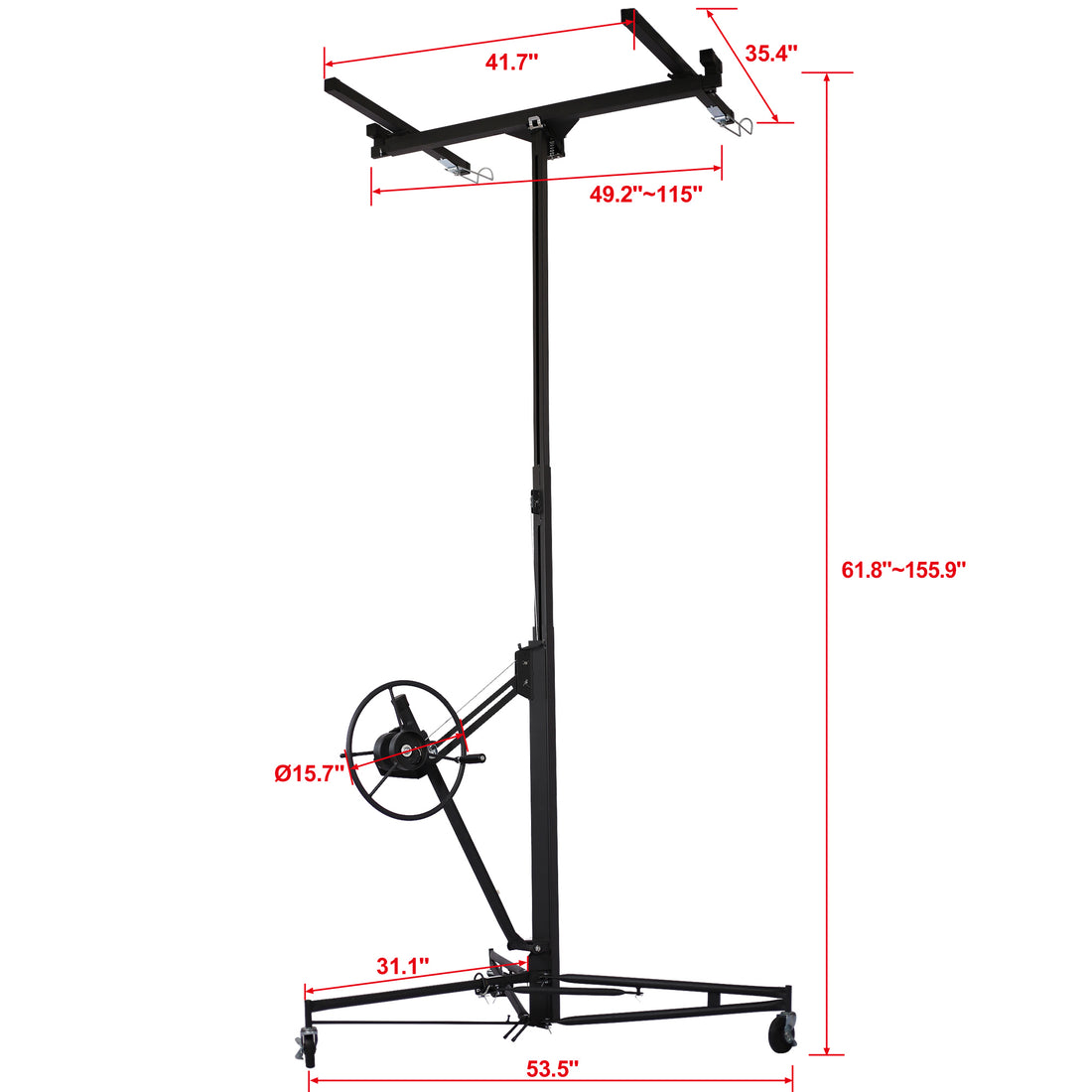 Drywall Lift Panel 13' Lift Drywall Panel Hoist Jack Lifter,Black Black Steel