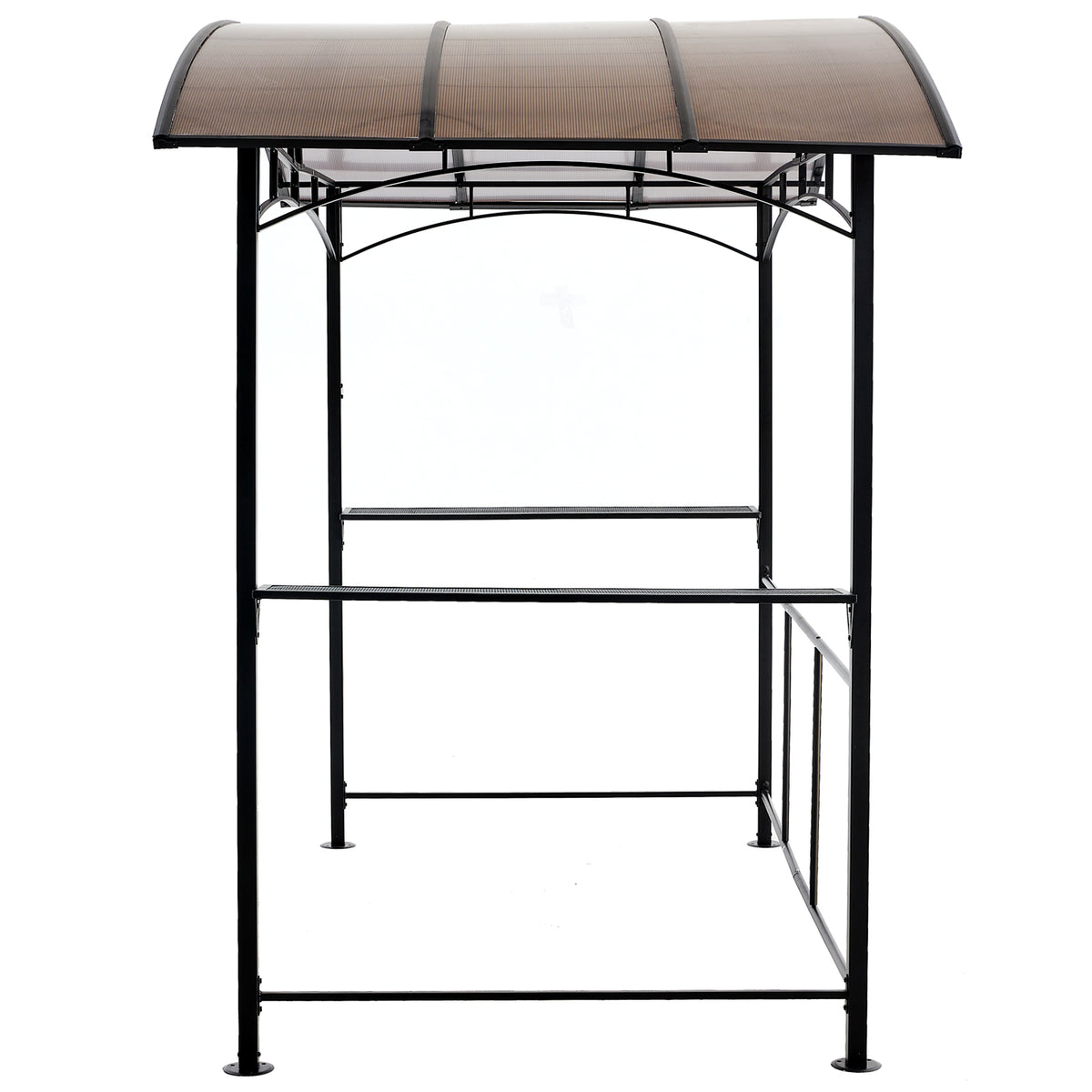 Grill Gazebo 8X5Ft,Outdoor Patio Canopy,Bbq Shelter With Steel Hardtop And Side Shelves Black Steel