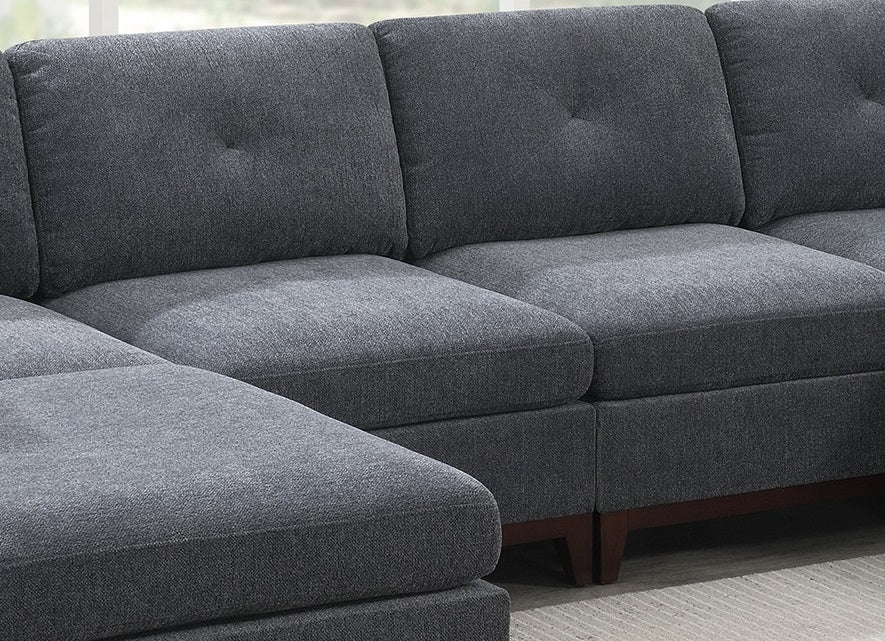 Modular Living Room Furniture Armless Chair Ash Chenille Fabric 1Pc Cushion Armless Chair Couch. Gray Wash Primary Living Space Contemporary,Modern Chenille