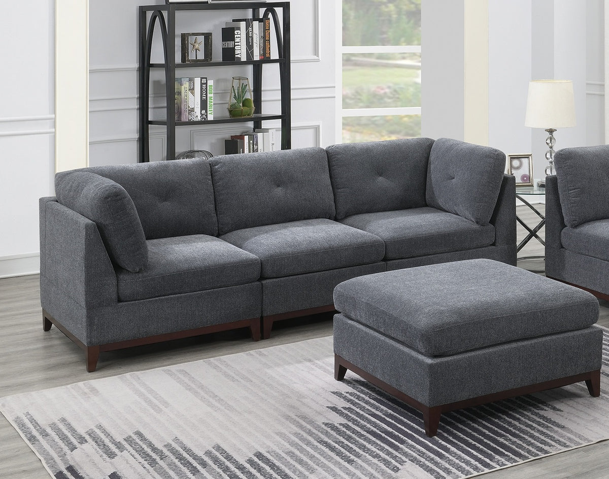 Modular Living Room Furniture Armless Chair Ash Chenille Fabric 1Pc Cushion Armless Chair Couch. Gray Wash Primary Living Space Contemporary,Modern Chenille