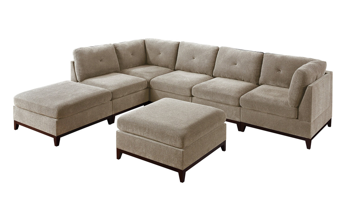 Modular Living Room Furniture Ottoman Camel Chenille Fabric 1Pc Cushion Ottoman Couch Exposed Wooden Base Camel Chenille Primary Living Space Contemporary,Modern Rectangle Chenille