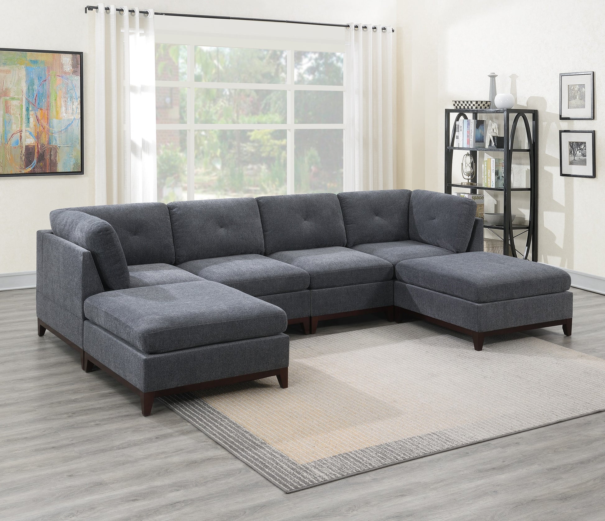 Modular Living Room Furniture Corner Wedge Ash Chenille Fabric 1Pc Cushion Wedge Sofa Couch. Gun Ash Primary Living Space Contemporary,Modern Chenille