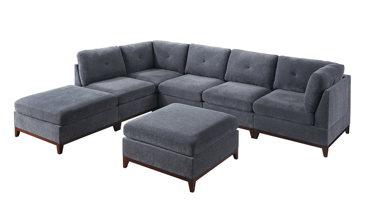 Modular Living Room Furniture Armless Chair Ash Chenille Fabric 1Pc Cushion Armless Chair Couch. Gray Wash Primary Living Space Contemporary,Modern Chenille