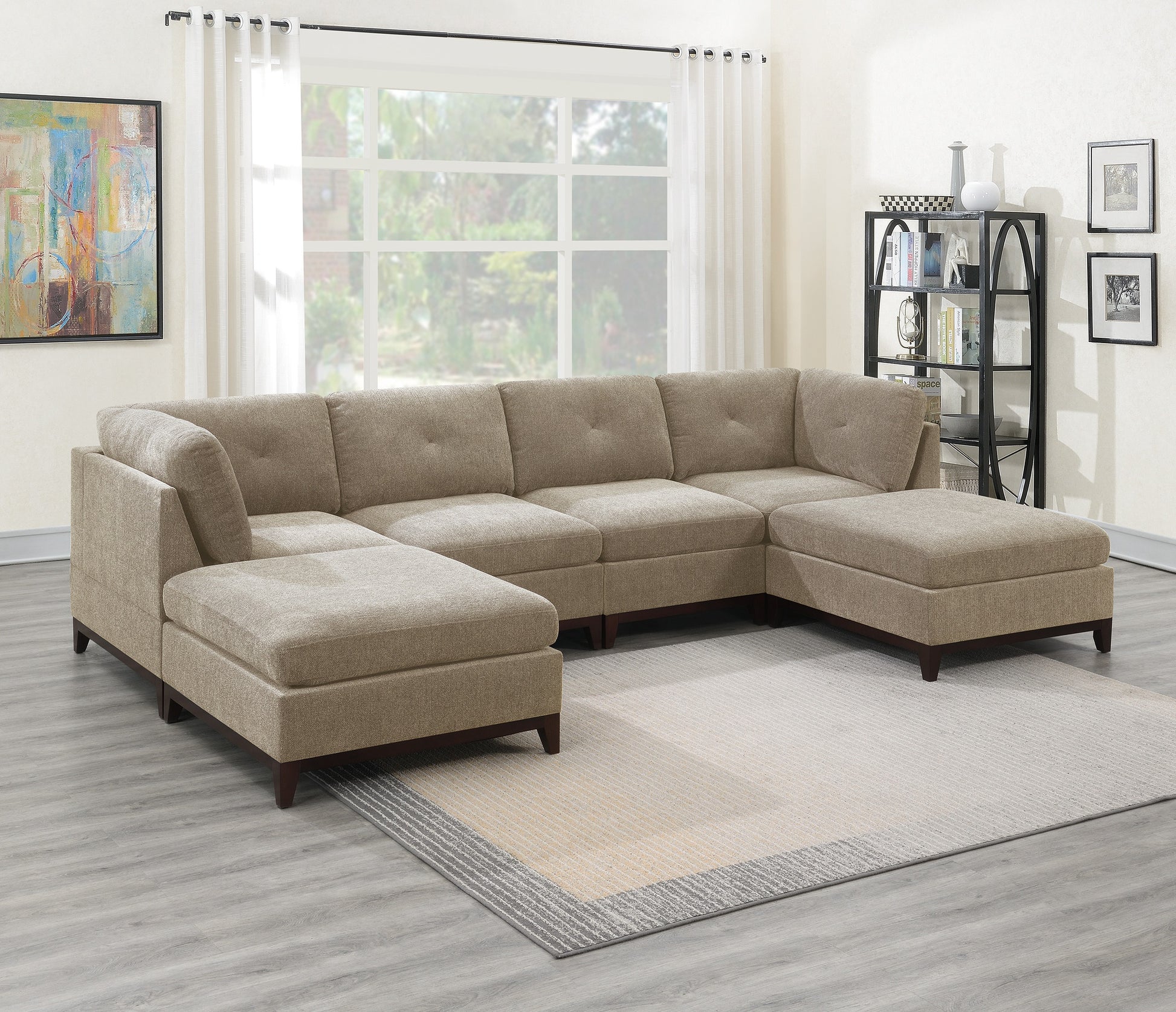 Modular Living Room Furniture Armless Chair Camel Chenille Fabric 1Pc Cushion Armless Chair Couch Exposed Wooden Base Camel Primary Living Space Contemporary,Modern Chenille