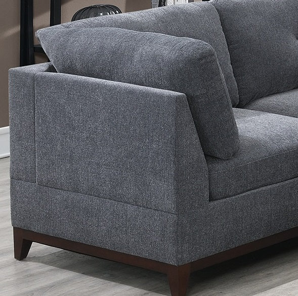Modular Living Room Furniture Corner Wedge Ash Chenille Fabric 1Pc Cushion Wedge Sofa Couch. Gun Ash Primary Living Space Contemporary,Modern Chenille