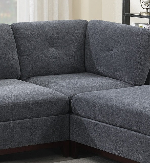 Modular Living Room Furniture Corner Wedge Ash Chenille Fabric 1Pc Cushion Wedge Sofa Couch. Gun Ash Primary Living Space Contemporary,Modern Chenille