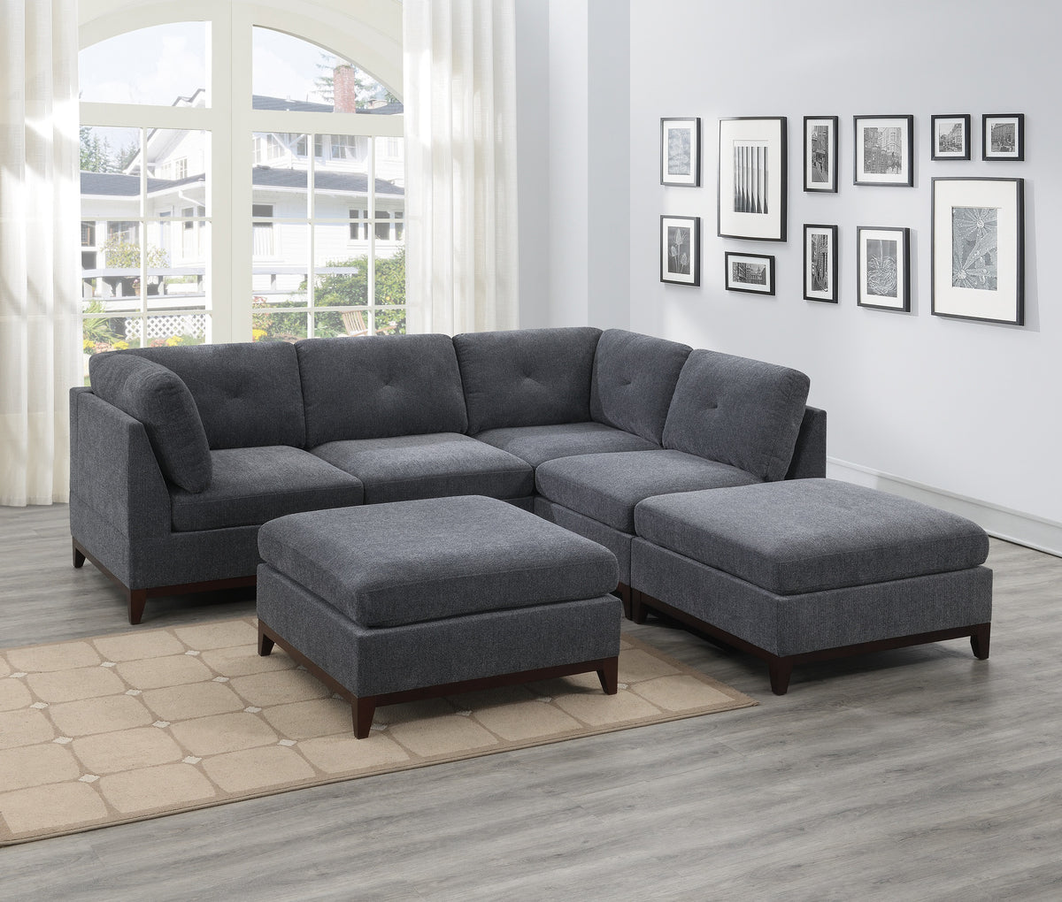 Modular Living Room Furniture Armless Chair Ash Chenille Fabric 1Pc Cushion Armless Chair Couch. Gray Wash Primary Living Space Contemporary,Modern Chenille