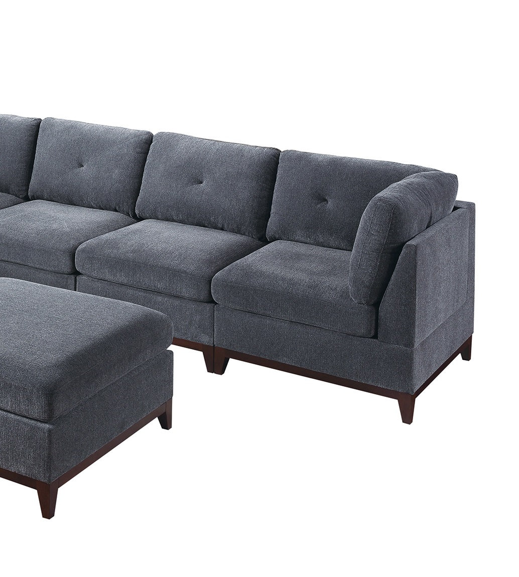 Modular Living Room Furniture Armless Chair Ash Chenille Fabric 1Pc Cushion Armless Chair Couch. Gray Wash Primary Living Space Contemporary,Modern Chenille