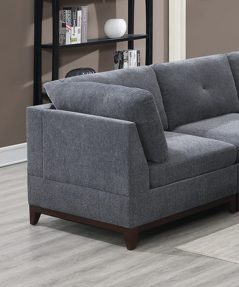 Modular Living Room Furniture Corner Wedge Ash Chenille Fabric 1Pc Cushion Wedge Sofa Couch. Gun Ash Primary Living Space Contemporary,Modern Chenille