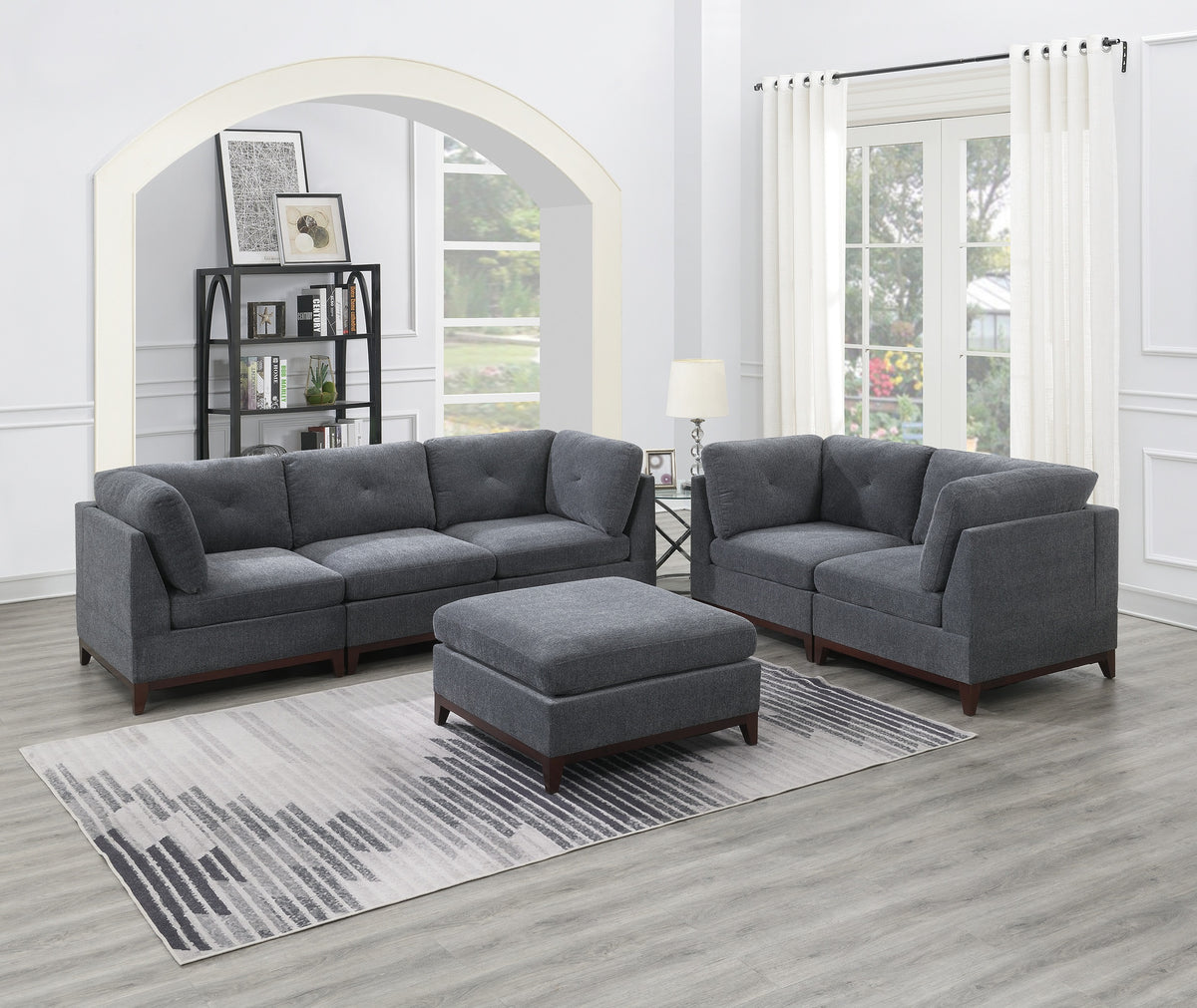 Modular Living Room Furniture Armless Chair Ash Chenille Fabric 1Pc Cushion Armless Chair Couch. Gray Wash Primary Living Space Contemporary,Modern Chenille