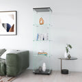 Glass Display Cabinet 4 Shelves With Door, Floor Standing Curio Bookshelf For Living Room Bedroom Office, 64.7