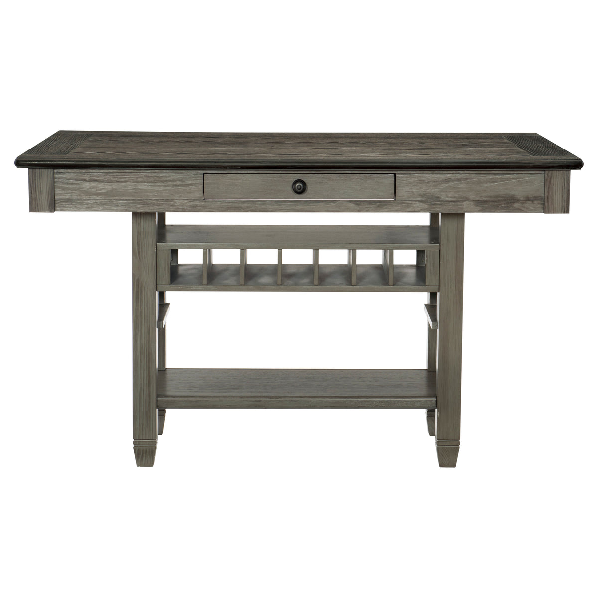 Antique Gray Dining Furniture Counter Height Table W Drawers Wine Rack Shelf And 6X Counter Height Chairs 7Pc Set Dining Set Classic Style Wood Wood Antique Gray Seats 6 Wood Dining Room 60 Inches