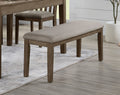 Fabric Upholstered Seat 1Pc Bench Wire Brushed Brown Finish Wooden Frame Dining Room Furniture Brown Mix Dining Room Wood