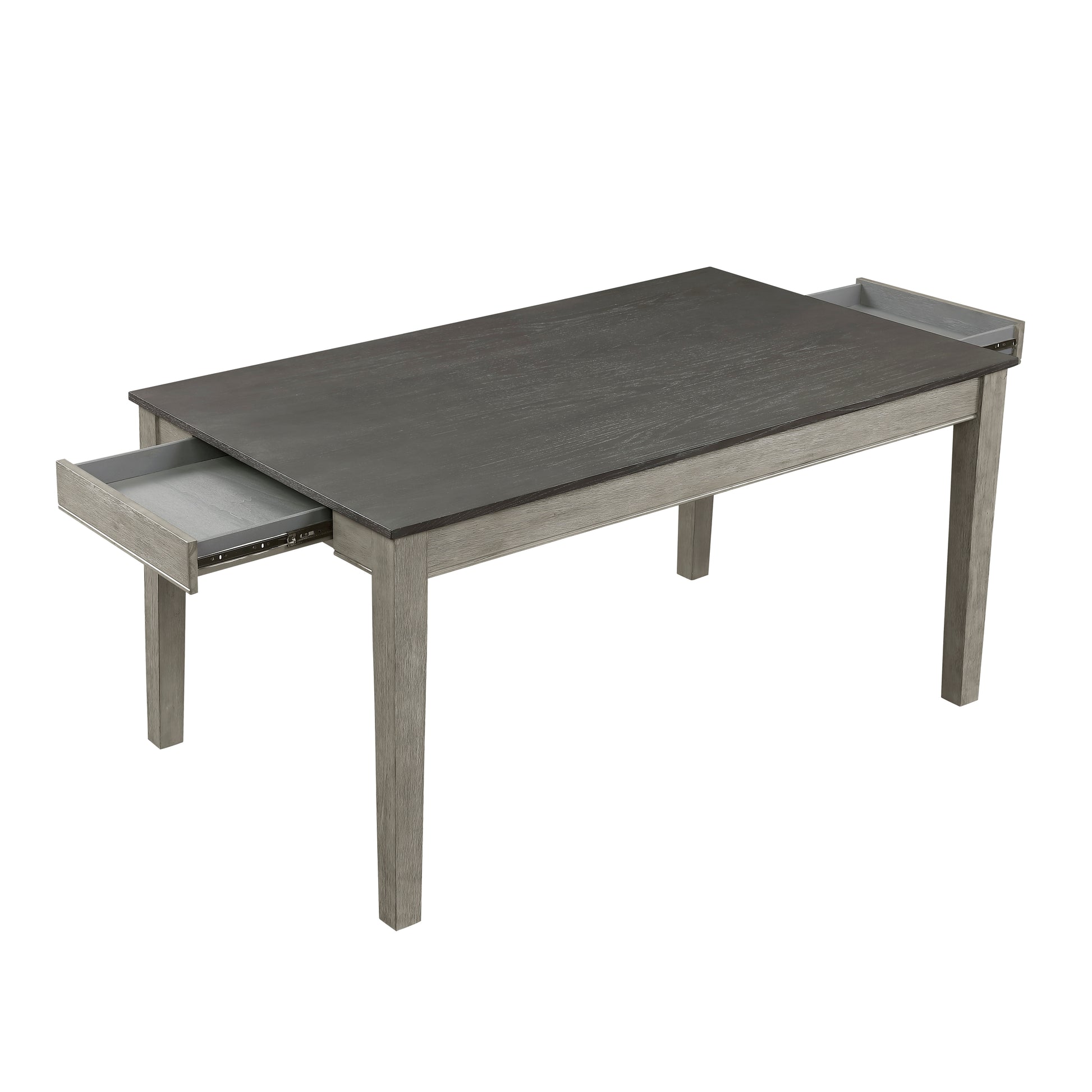 Country Casual Styling 5Pc Dining Set Dining Table With Drawers And 4X Side Chairs Light Gray Finish Wooden Contemporary Furniture Wood Wood Gray Seats 4 Wood Dining Room 60 Inches Casual 4 Leg Rectangular Dining Table With Chair Wood