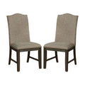 Transitional Set Of 2 Side Chairs Espresso Warm Gray Nail Heads Solid Wood Chair Fabric Upholstered Padded Seat Kitchen Rustic Dining Room Furniture Espresso Dining Room Contemporary,Modern Dining Chairs Rubberwood Solid Back Solid Wood