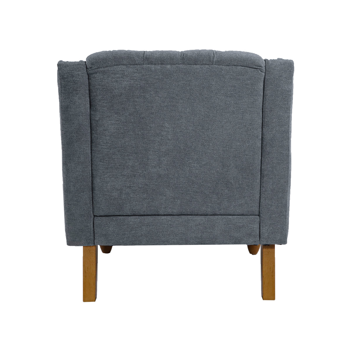 Grey Accent Chair, Living Room Chair, Footrest Chair Set With Vintage Brass Studs, Button Tufted Upholstered Armchair For Living Room, Comfy Reading Chair For Bedroom, Reception Room Grey Linen