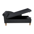 Black Chaise Lounge Indoor,Velvet Lounge Chair For Bedroom With Storage & Pillow,Modern Upholstered Rolled Arm Chase Lounge For Sleeping With Trim For Living Room Bedroom Office Black Velvet
