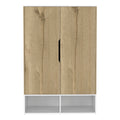 Rosie Armoire, Two Open Shelves, Double Door, Five Shelves, Hanging Rod Light Oak White Multicolor Particle Board Particle Board