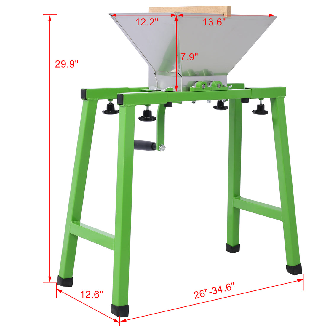 7L Manual Juicer Grinder With Stand,Portable Fruit Crusher With Wheel Stainless Steel Fruit Scratter Pulper For Wine And Cider Pressing Green Steel