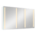 50X30 Inch Led Bathroom Medicine Cabinet Surface Mount Double Door Lighted Medicine Cabinet, Medicine Cabinets For Bathroom With Mirror Defogging, Dimmer White White Modern Aluminium