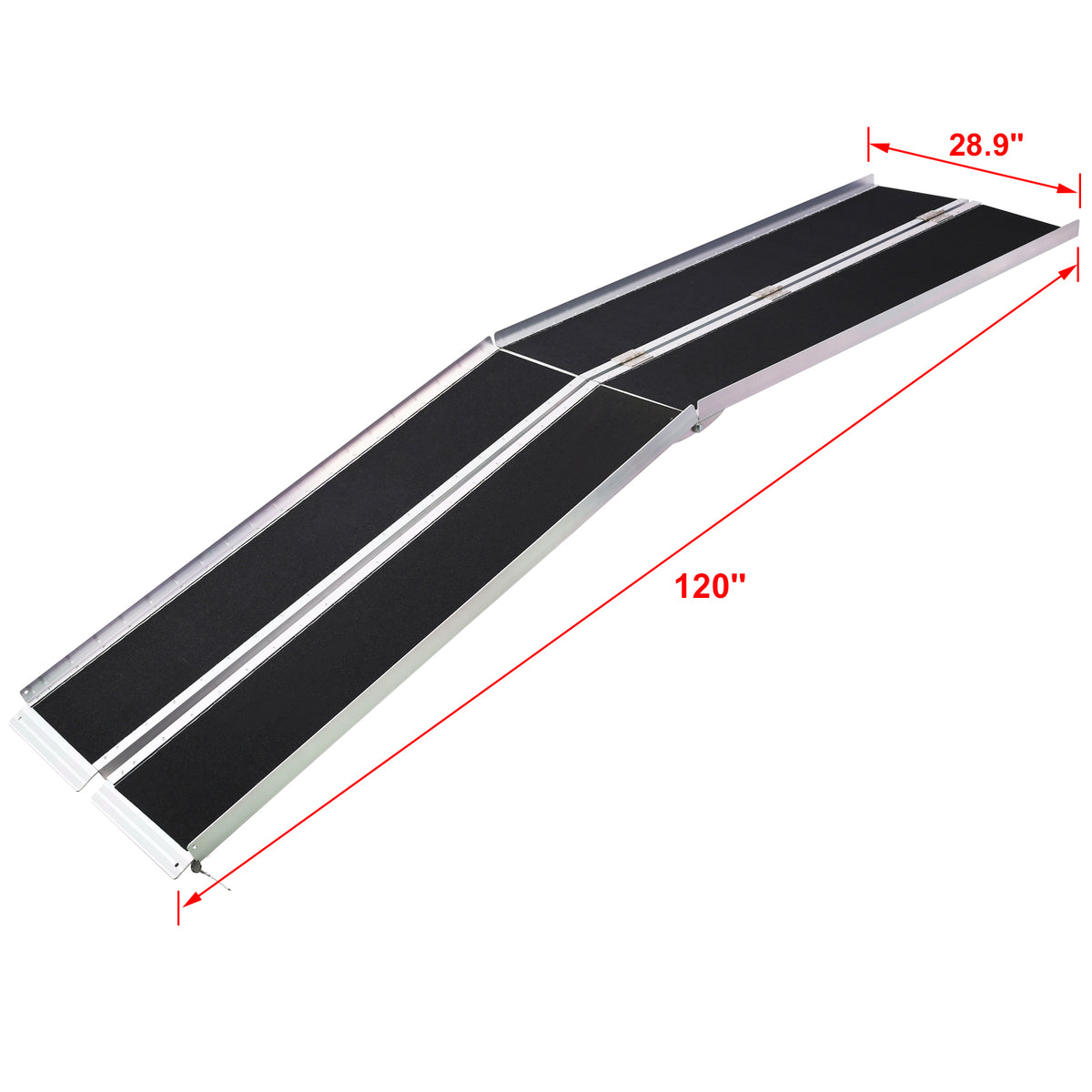 Wheel Chair Ramp 10Ft ,Aluminium Threhold Ramp,Portable And Foldable, 600 Pound Capacity, Non Skid Surface, Two Separate Pieces, For Home, Steps, Stairs, Doorways Silver Aluminium