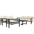 Multi Person Outdoor Steel Sofa Set, Waterproof, Anti Rust And Anti Uv, Suitable For Gardens And Lawns Beige Steel