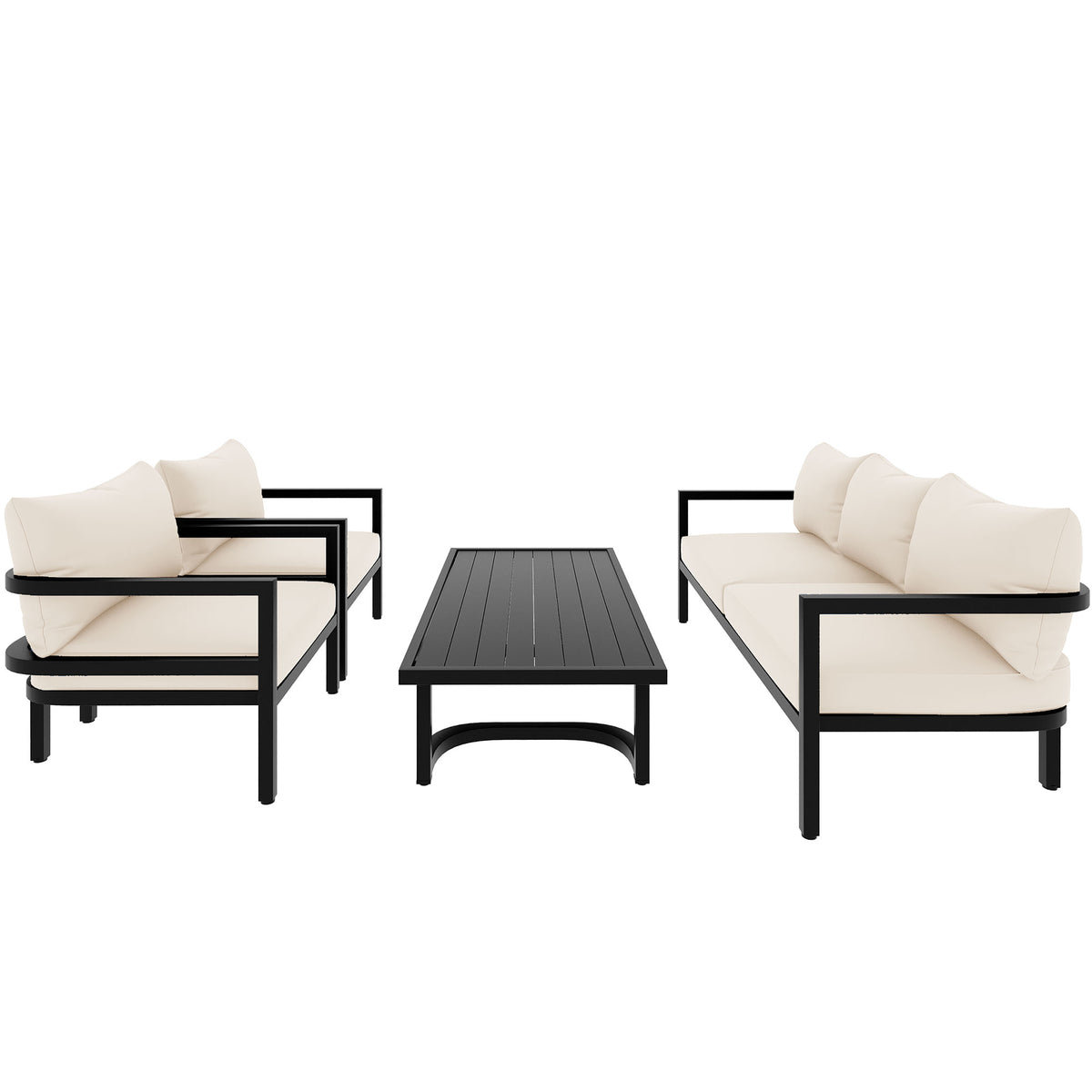 Multi Person Outdoor Steel Sofa Set, Waterproof, Anti Rust And Anti Uv, Suitable For Gardens And Lawns Beige Steel
