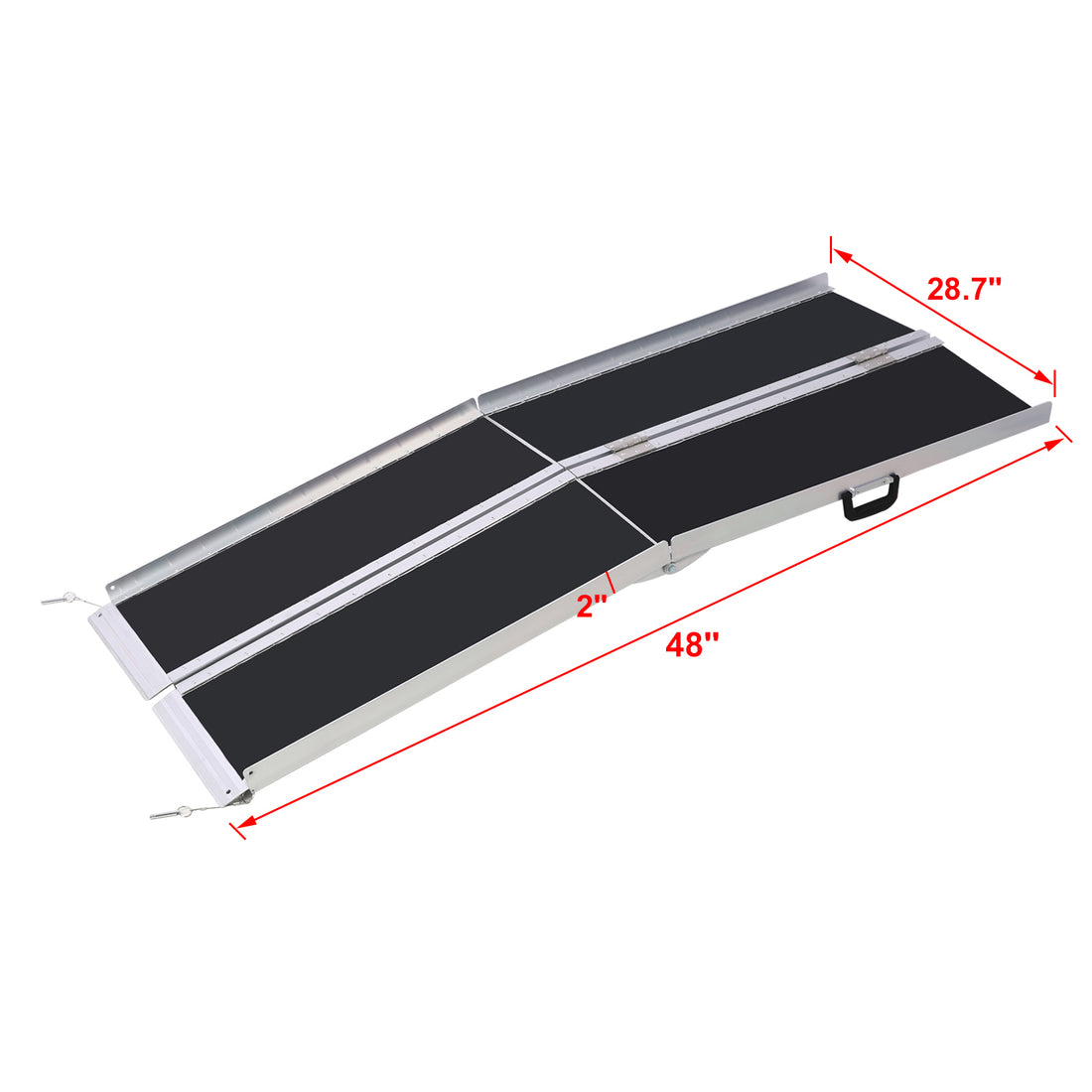Wheel Chair Ramp 4Ft ,Aluminium Threhold Ramp,Portable And Foldable, 600 Pound Capacity, Non Skid Surface, Two Separate Pieces, For Home, Steps, Stairs, Doorways Silver Aluminium