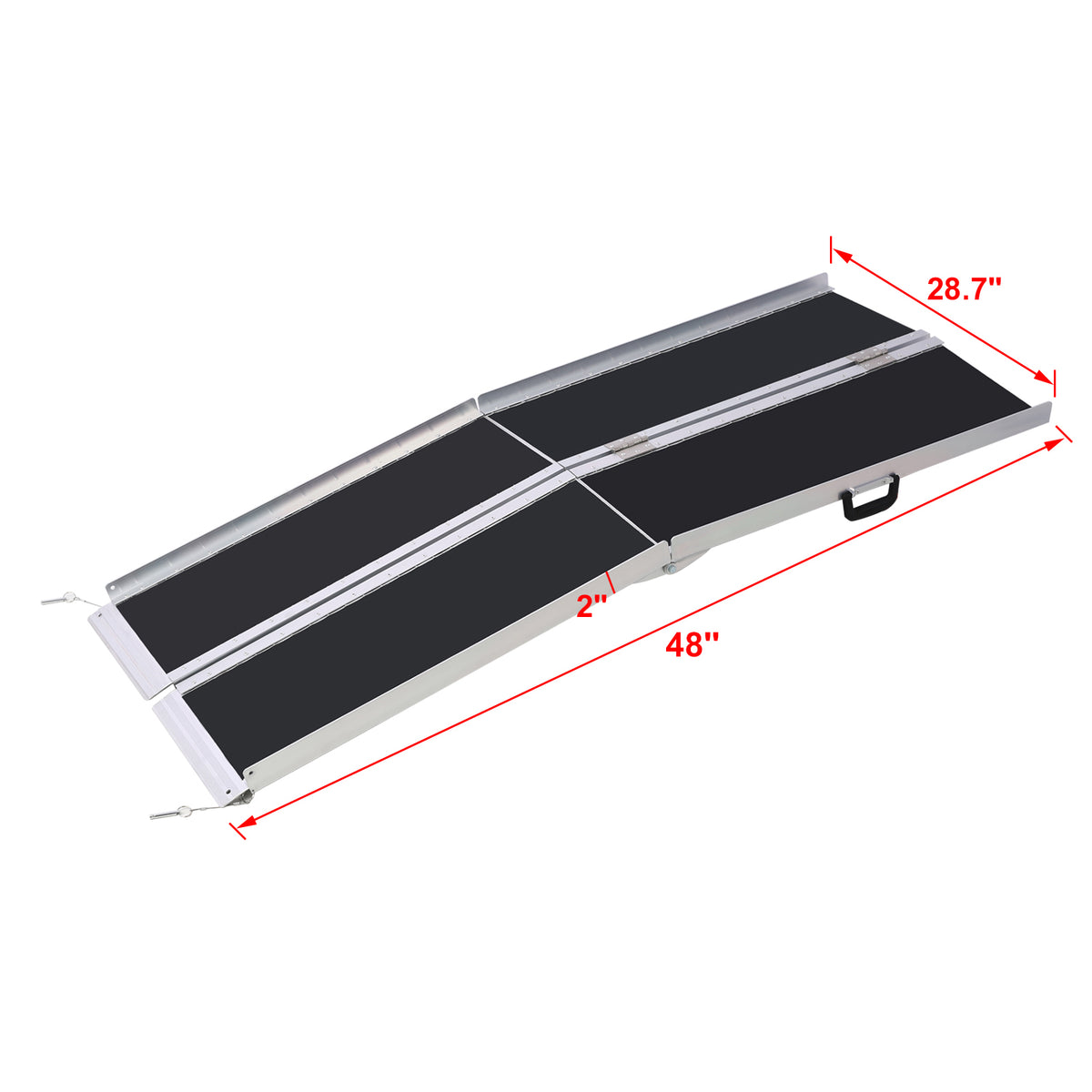 Wheel Chair Ramp 4Ft ,Aluminium Threhold Ramp,Portable And Foldable, 600 Pound Capacity, Non Skid Surface, Two Separate Pieces, For Home, Steps, Stairs, Doorways Silver Aluminium