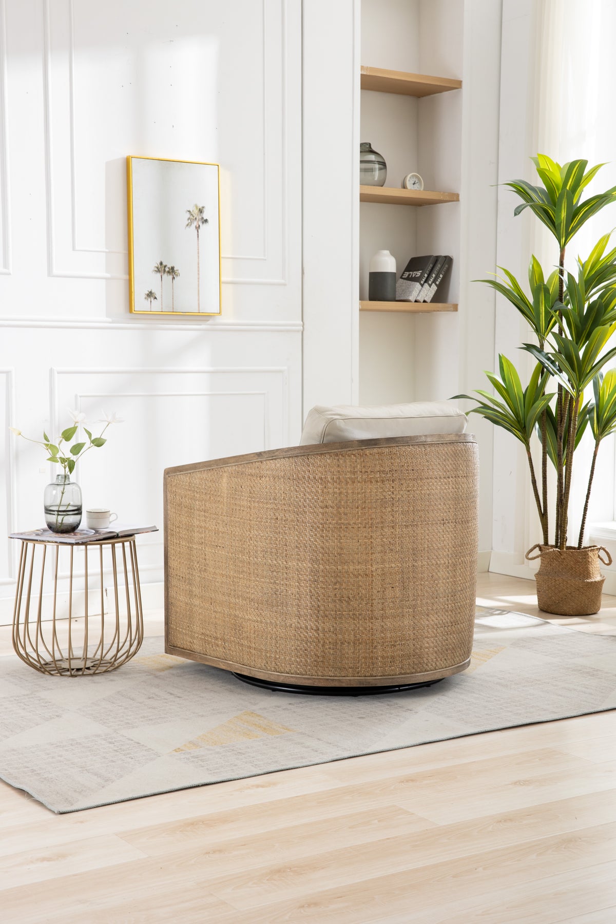 Coolmore Swivel Barrel Chair, Comfy Round Accent Sofa Chair For Living Room, 360 Degree Swivel Barrel Club Chair, Leisure Arm Chair For Nursery, Hotel, Bedroom, Office, Lounge Oyster Grey Leather