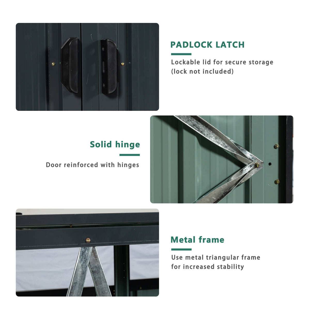 Garbage Bin Shed Stores 3 Trash Cans Metal Outdoor Bin Shed For Garbage Storage,Stainless Galvanized Steel, Bin Shed For Garden Yard Lawn W540S00009 Charcoal Iron