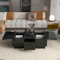 Coffee Table With 2 Large Hidden Storage Compartment, Extendable Cocktail Table With 2 Drawers, High Gloss Center Table With Sliding Top For Living Room, 39.3