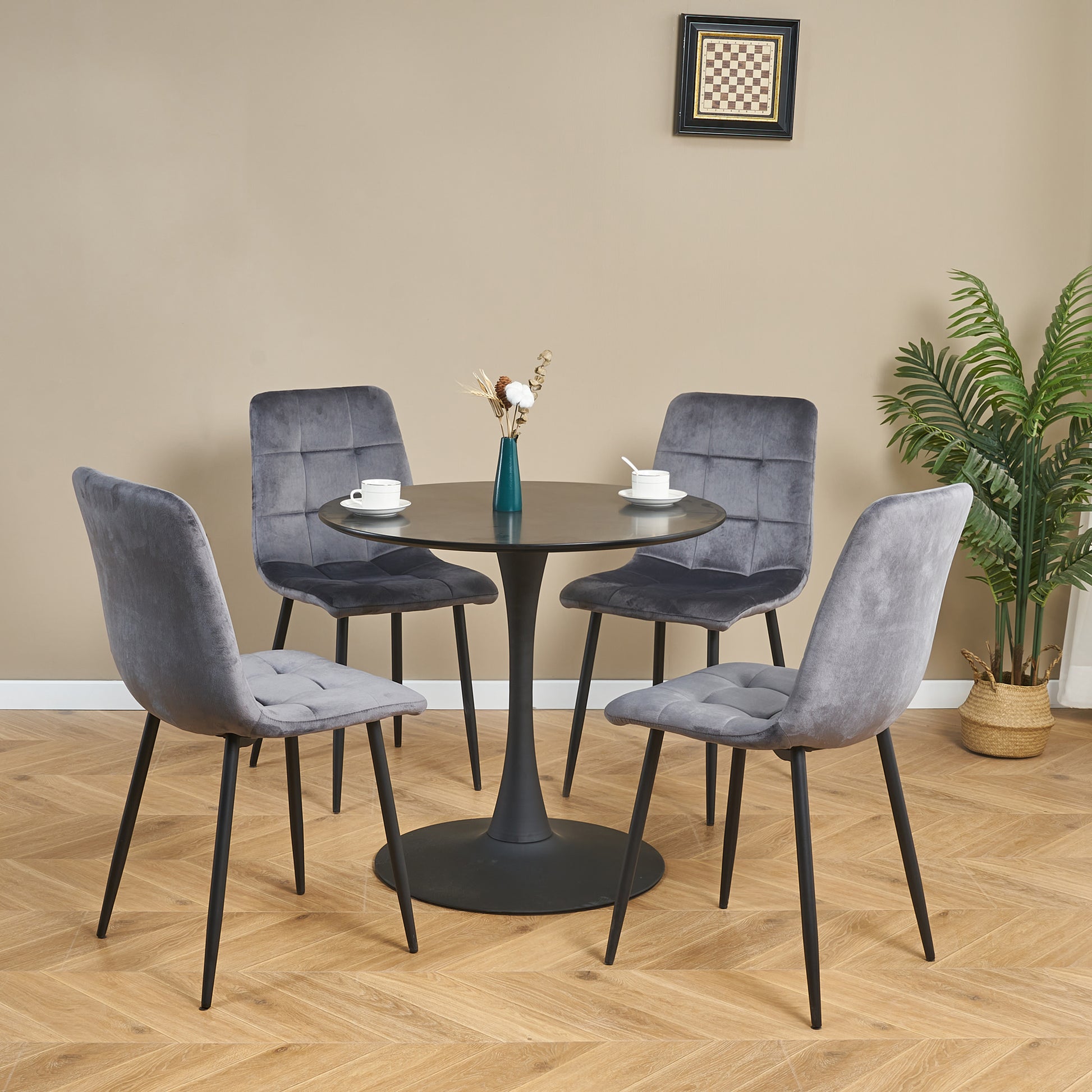 Light Luxury And Simple Style, Horn Chassis Design, Home Hospitality, Business Negotiations, Leisure Party Special, High Appearance Level For Multiple Scenes Set Of 1 Black Mdf