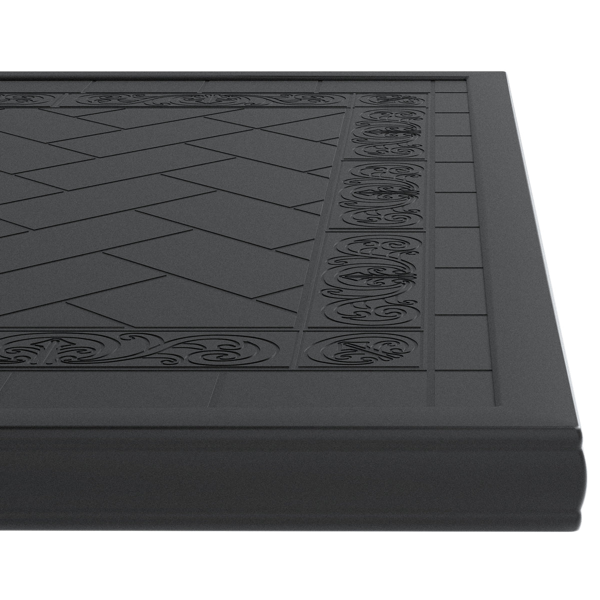 L59.05*W35.43 Inch Cast Aluminum Patio Dining Table With Black Frame And Carved Texture On The Tabletop Dining Set Black Rust Resistant Frame Garden & Outdoor Complete Patio Sets Aluminium