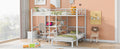 Full Over Twin Metal Bunk Bed With Built In Desk, Shelves And Ladder, White Full White Metal & Wood