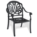 Cushions In Random Colors 7 Piece Set Of Cast Aluminum Patio Furniture With Cushions Yes Dining Set Black Seats 6 Rust Resistant Frame Water Resistant Cushion Garden & Outdoor Complete Patio Sets