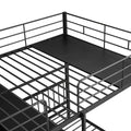 Full Over Twin Metal Bunk Bed With Built In Desk, Shelves And Ladder, Black Full Black Metal & Wood
